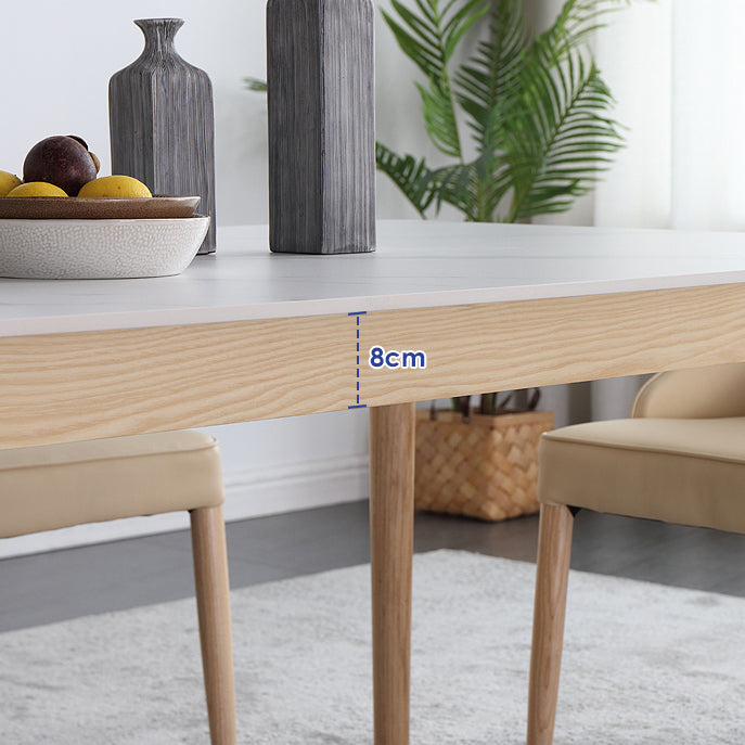 Modern Style Standard Height Table with Sintered Stone Dining Table and 4 Solid Wood Legs Base