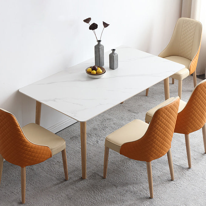 Modern Style Standard Height Table with Sintered Stone Dining Table and 4 Solid Wood Legs Base