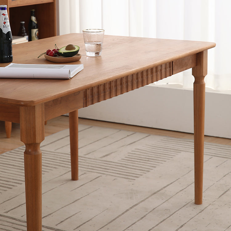 Contemporary Solid Wood Top Dining Room Set Built-in Drawer Design Dining Table Furniture