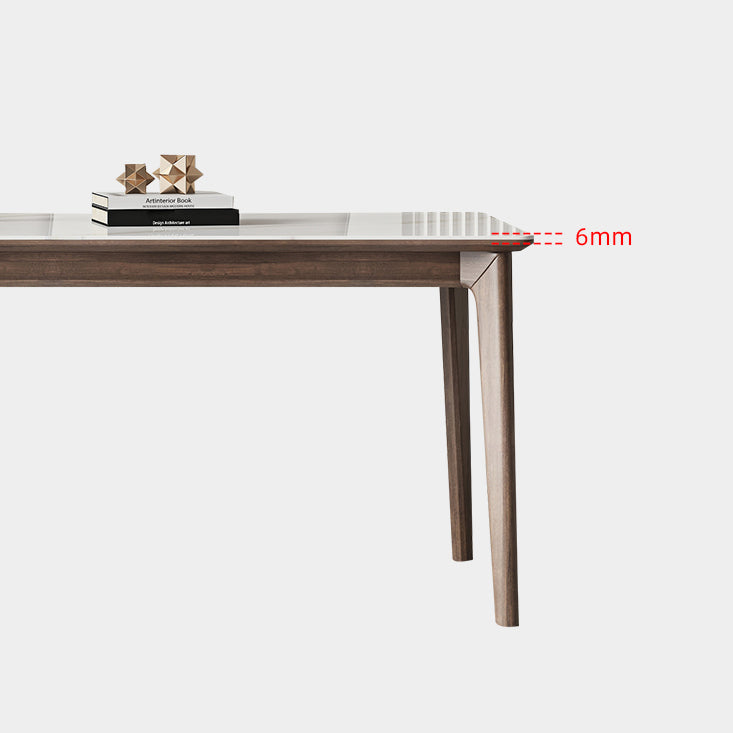 Modern Sintered Stone Table Set of 5/7 with Rectangle Table Dining Set with PU Leather Chairs