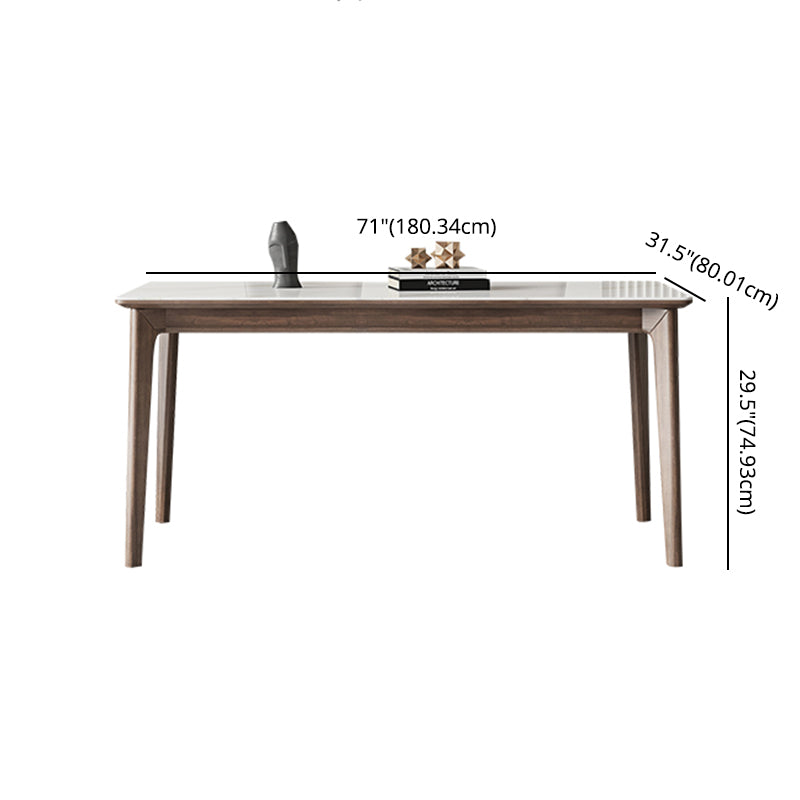 Modern Sintered Stone Table Set of 5/7 with Rectangle Table Dining Set with PU Leather Chairs