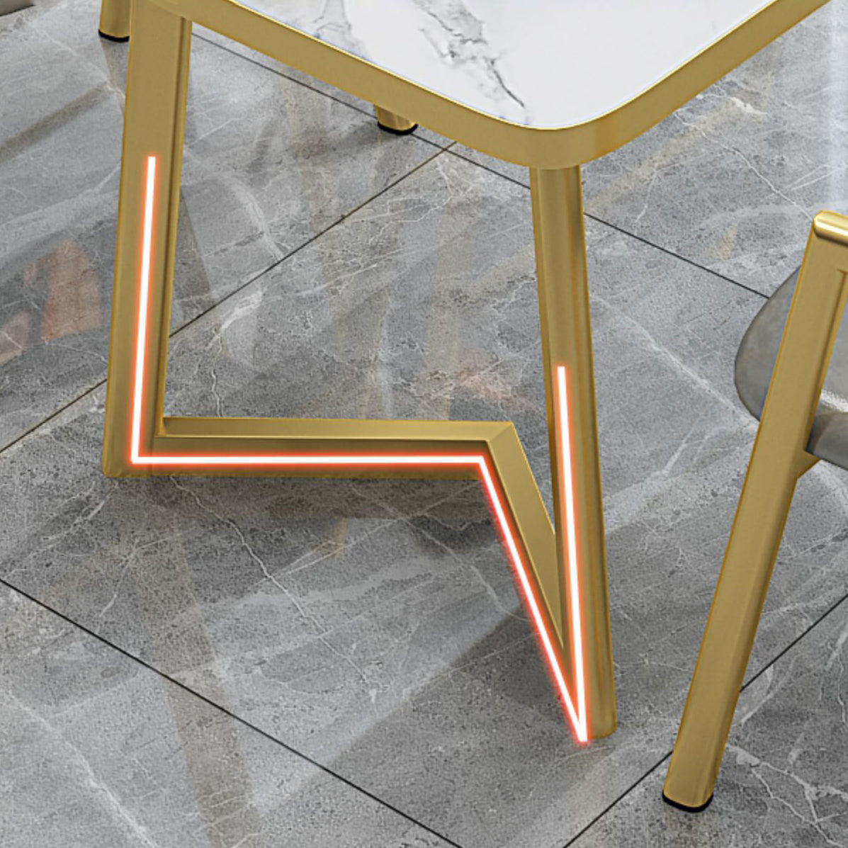 Skandinavische Sintersteinkühlung 5 Stück Esseet Set mit Rechtecktisch Esszimmer Set