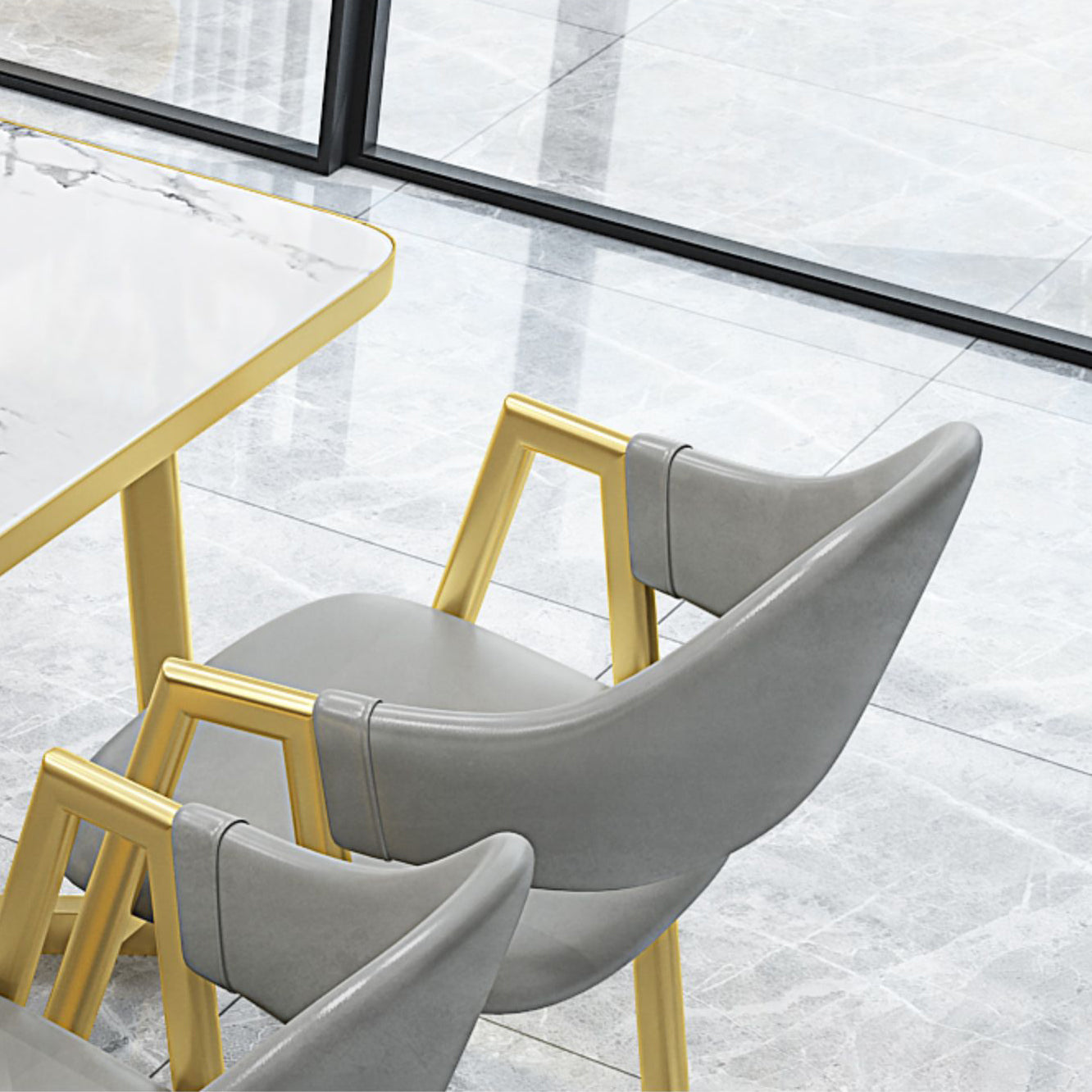 Skandinavische Sintersteinkühlung 5 Stück Esseet Set mit Rechtecktisch Esszimmer Set