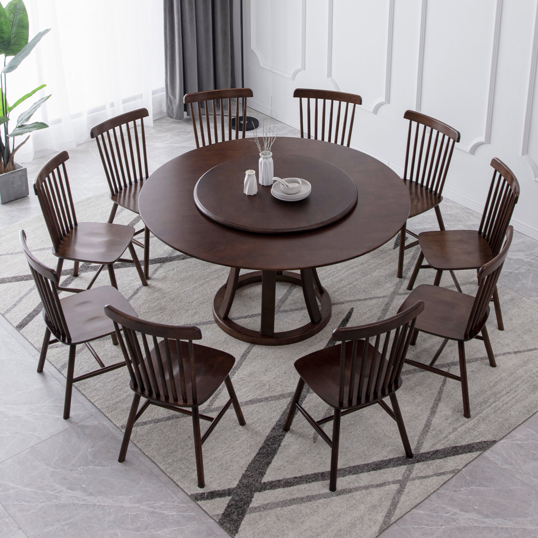 Round Traditional Standard Wood Dining Room Set of Rectangle Shape for Kitchen Table Set