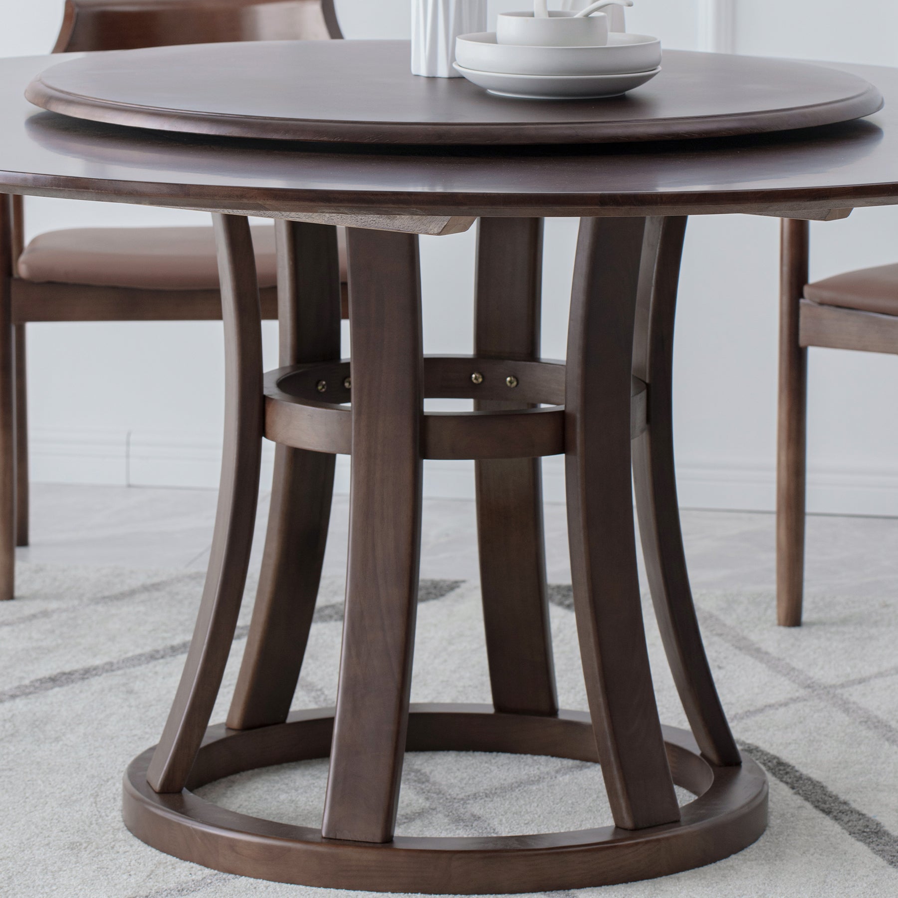 Round Traditional Standard Wood Dining Room Set of Rectangle Shape for Kitchen Table Set