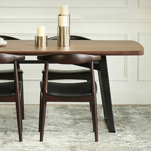 Industrial Style Solid Wood Top Dining Room Set with Rectangle Shape Table Dining Room Set