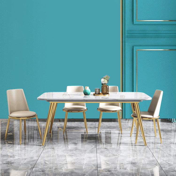 Fixed Sintered Stone Dining Room Set with Metallic 4 Legs Table Dining Room Furniture for Home Use