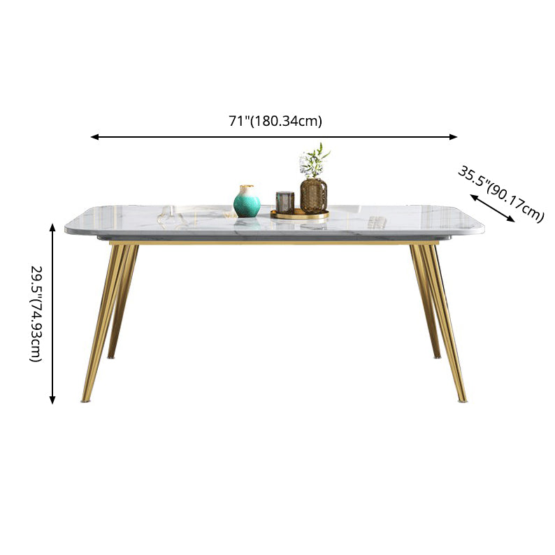 Fixed Sintered Stone Dining Room Set with Metallic 4 Legs Table Dining Room Furniture for Home Use