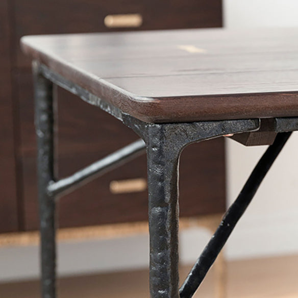 Industrial Style Wooden Dining Room Set with Rectangle Table and Metal Base Dining Table Furniture