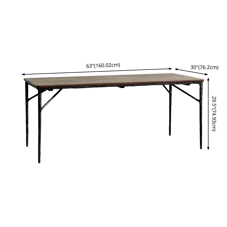Industrial Style Wooden Dining Room Set with Rectangle Table and Metal Base Dining Table Furniture