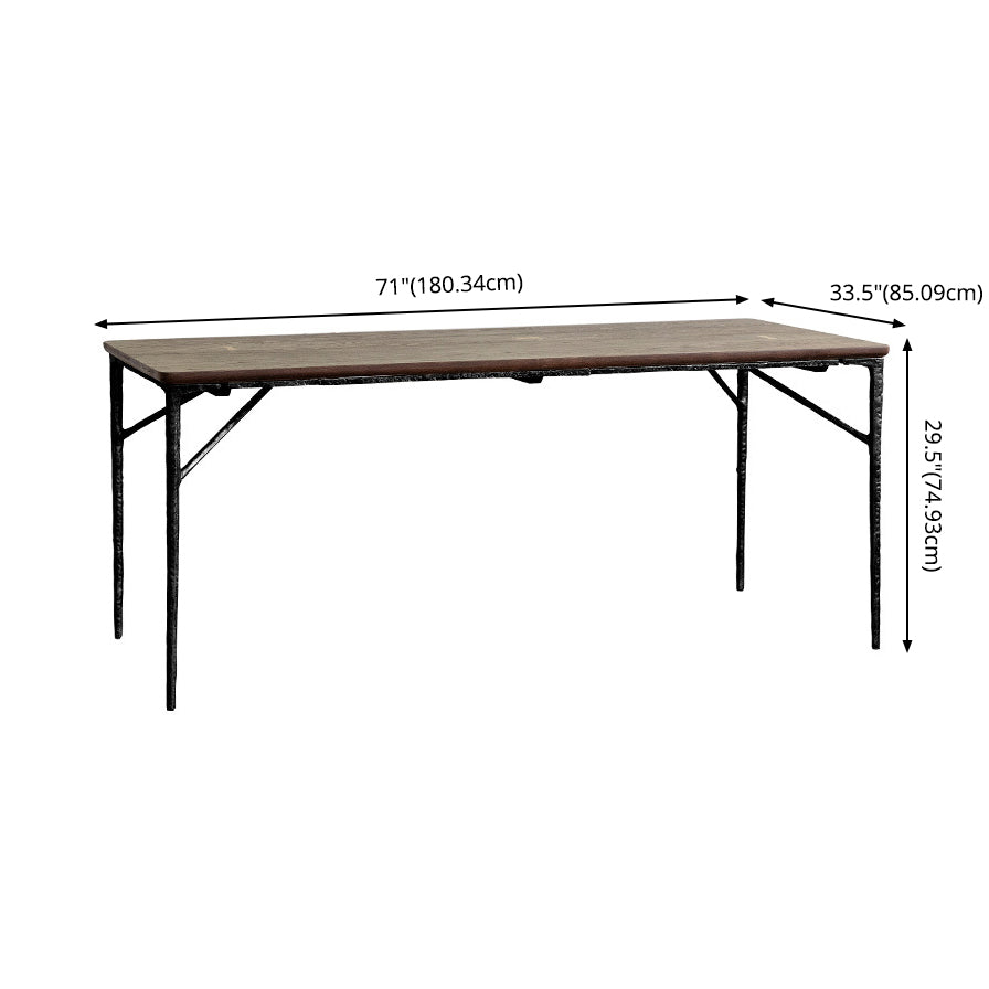 Industrial Style Wooden Dining Room Set with Rectangle Table and Metal Base Dining Table Furniture