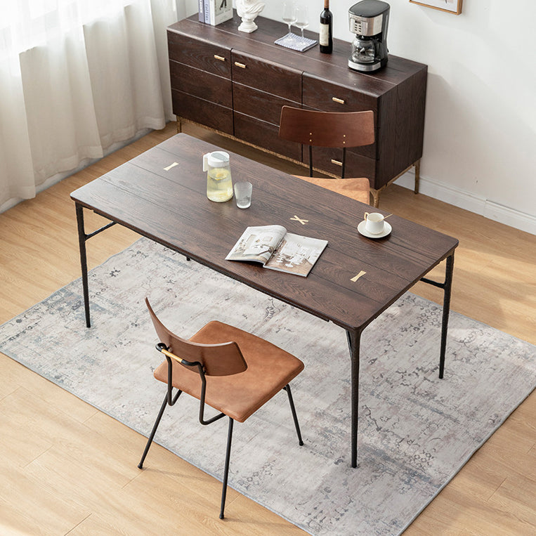 Industrial Style Wooden Dining Room Set with Rectangle Table and Metal Base Dining Table Furniture