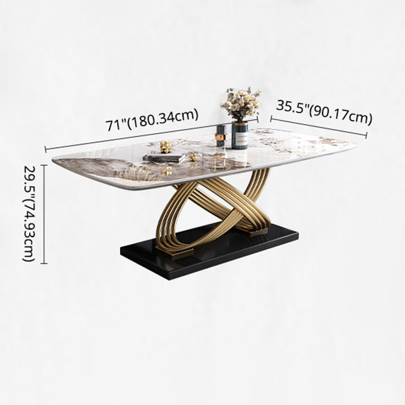 Contemporary Kitchen Dining Room Set with Rectangle Sintered Stone Top Formal Dining Table Furniture