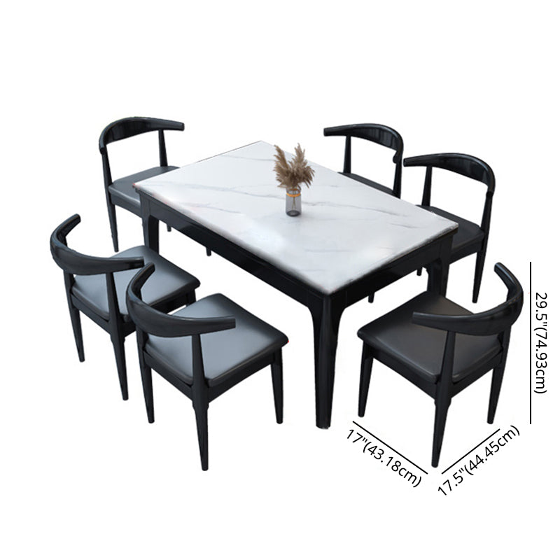 Modern Style Sintered Stone Standard Dining Set White Rectangle Dining Set for Kitchen