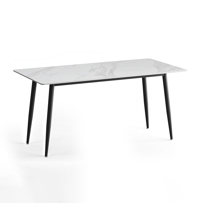 Modern Style Sintered Stone Dining Table Rectangular Dining Table with Metal Base