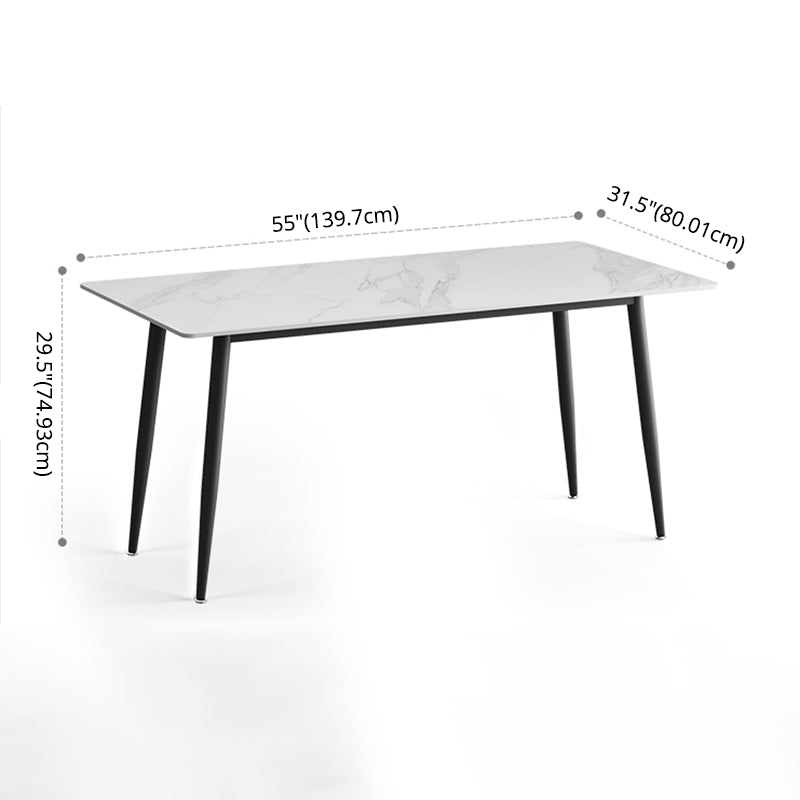 Modern Style Sintered Stone Dining Table Rectangular Dining Table with Metal Base