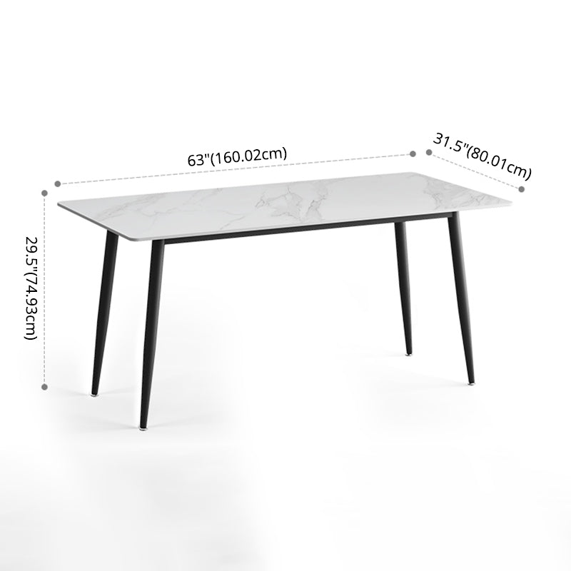 Modern Style Sintered Stone Dining Table Rectangular Dining Table with Metal Base