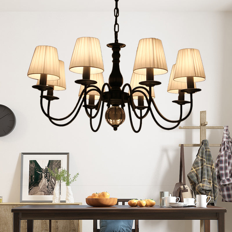 Lampadario a pendente del soggiorno conico Tessuto tradizionale in tessuto 3/5/6 Luci Bianco.