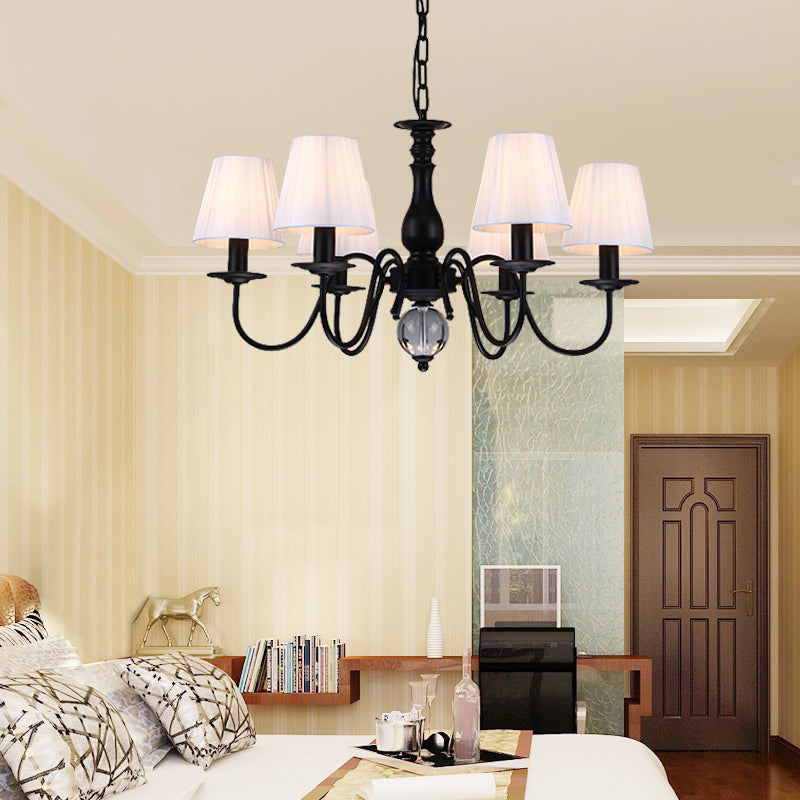 Lampadario a pendente del soggiorno conico Tessuto tradizionale in tessuto 3/5/6 Luci Bianco.
