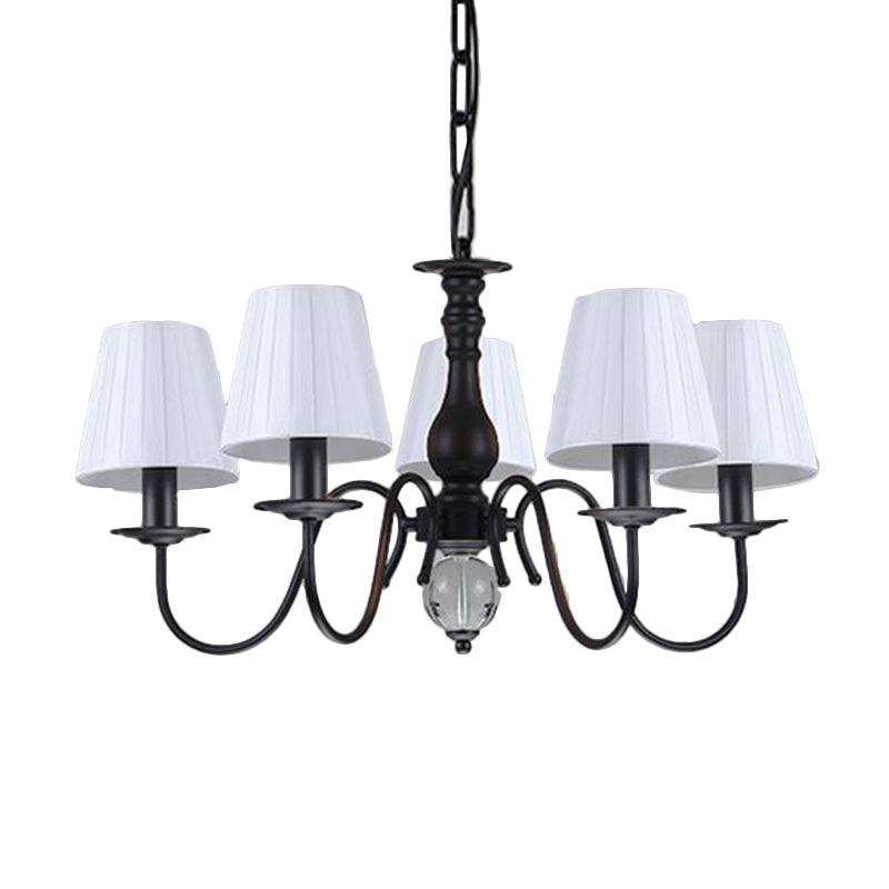 Lampadario a pendente del soggiorno conico Tessuto tradizionale in tessuto 3/5/6 Luci Bianco.