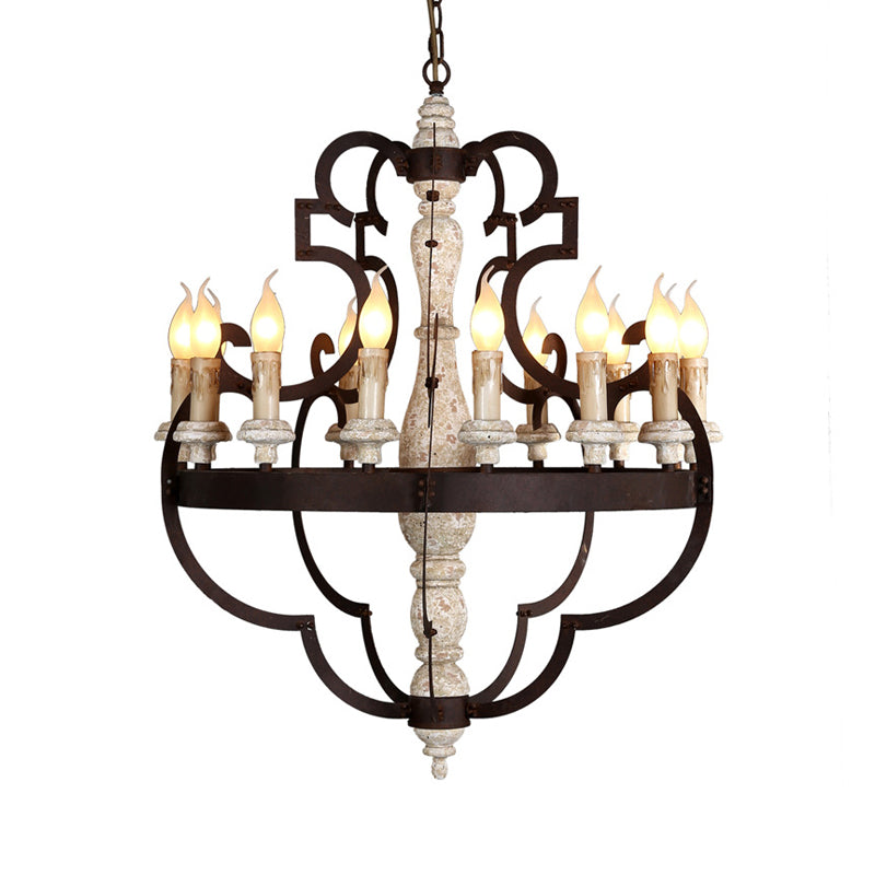 Bougie de lustre suspendue en bois 15 ampoules Traditional Pendant Lightture pour salle à manger