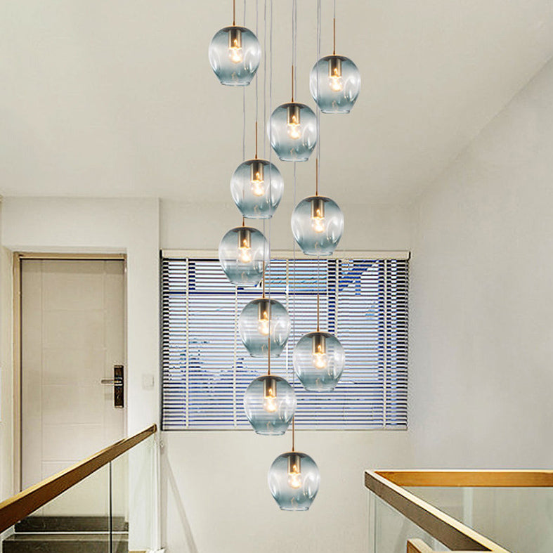 Minimalismo contemporaneo a sospensione vetro trasparente 10 piega per soffitto sospesa per le scale a spirale