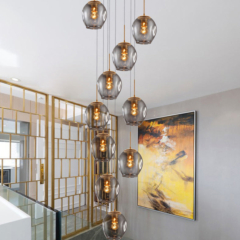 Minimalismo contemporaneo a sospensione vetro trasparente 10 piega per soffitto sospesa per le scale a spirale