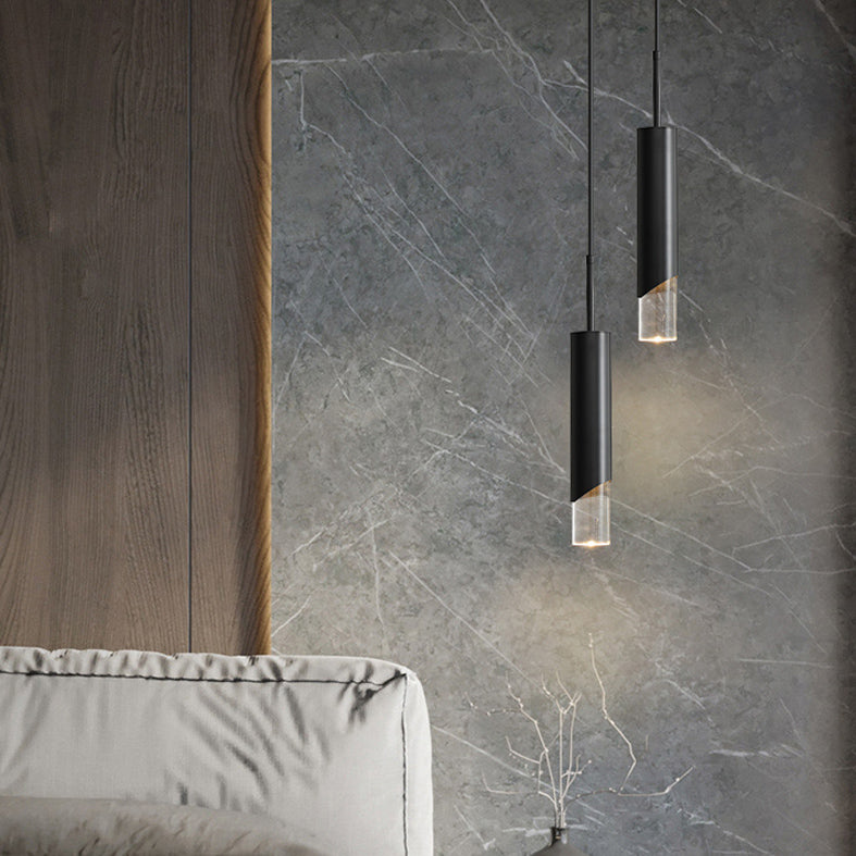 Bedroom Suspended Lighting Fixture Modern Style Hanging Light Kit with Tube Acrylic Shade