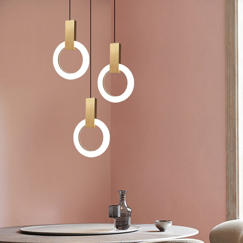 Metal Circle Pendant Light Fixture Modern Style LED Pendant Ceiling Light for Bedroom