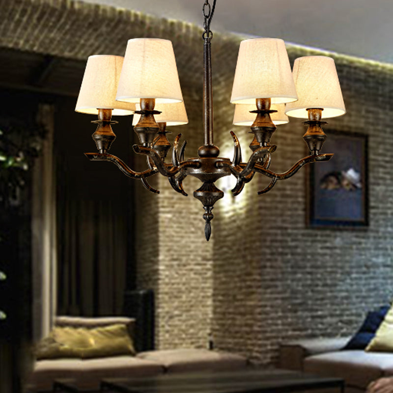 Tessuto Black Black sospeso cono il lampadario 6 lampadario tradizionale a sospensione per il ristorante