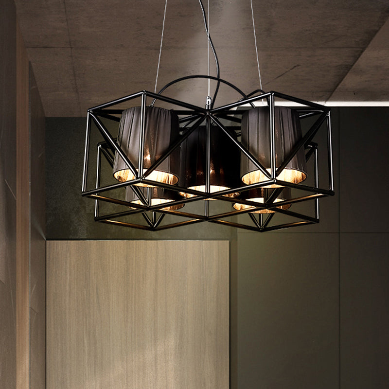 Light sospensione in tessuto a 5 bulbina industriale Black Black Cucina Lampadella illuminazione