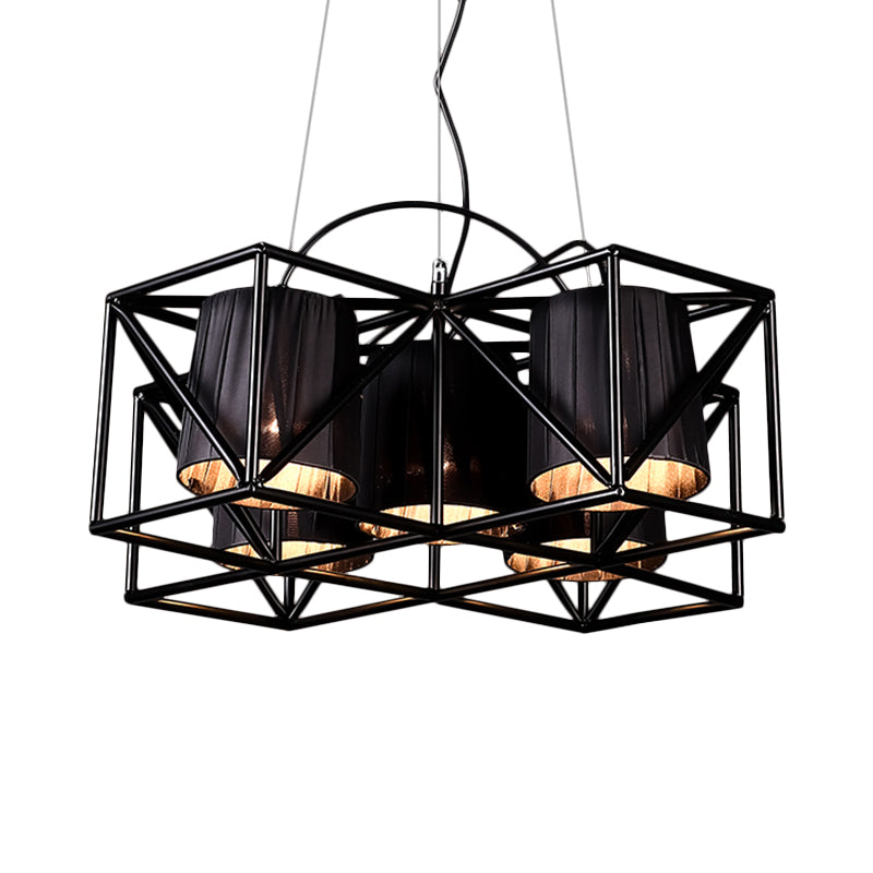 Light sospensione in tessuto a 5 bulbina industriale Black Black Cucina Lampadella illuminazione