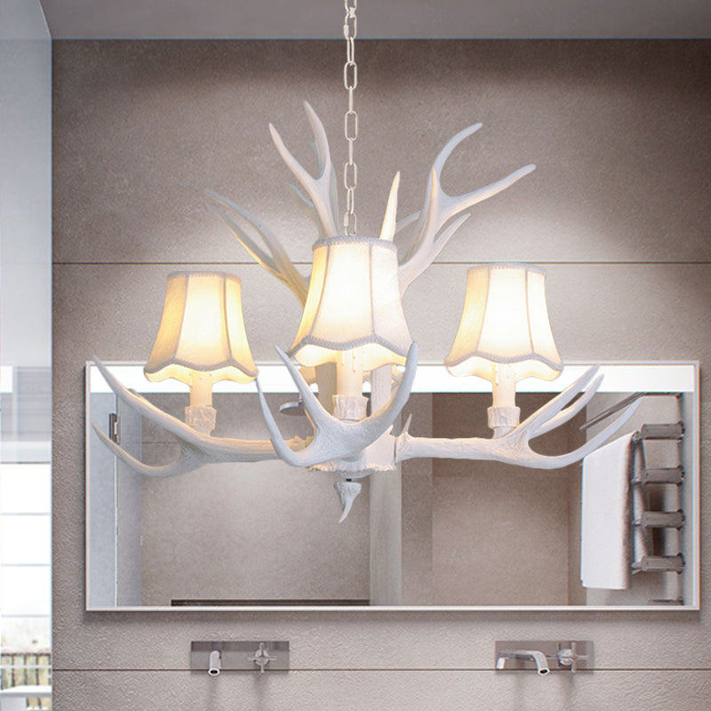 3/4/5 Lights Chandelier Lighting Fixture Modern Cone Resin Ceiling Suspension Lamp in White for Living Room