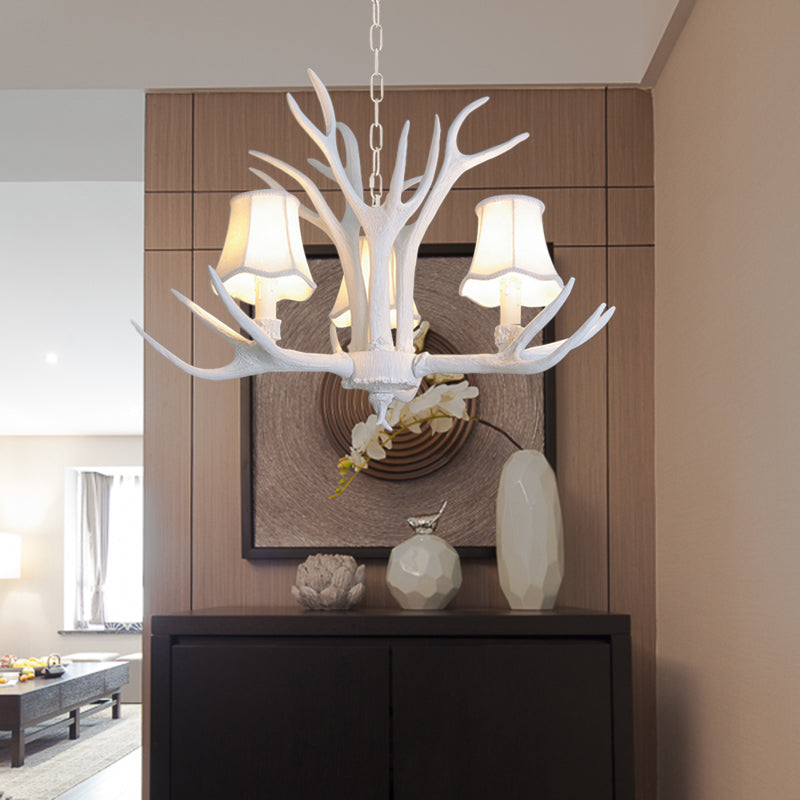 3/4/5 Lights Chandelier Lighting Fixture Modern Cone Resin Ceiling Suspension Lamp in White for Living Room