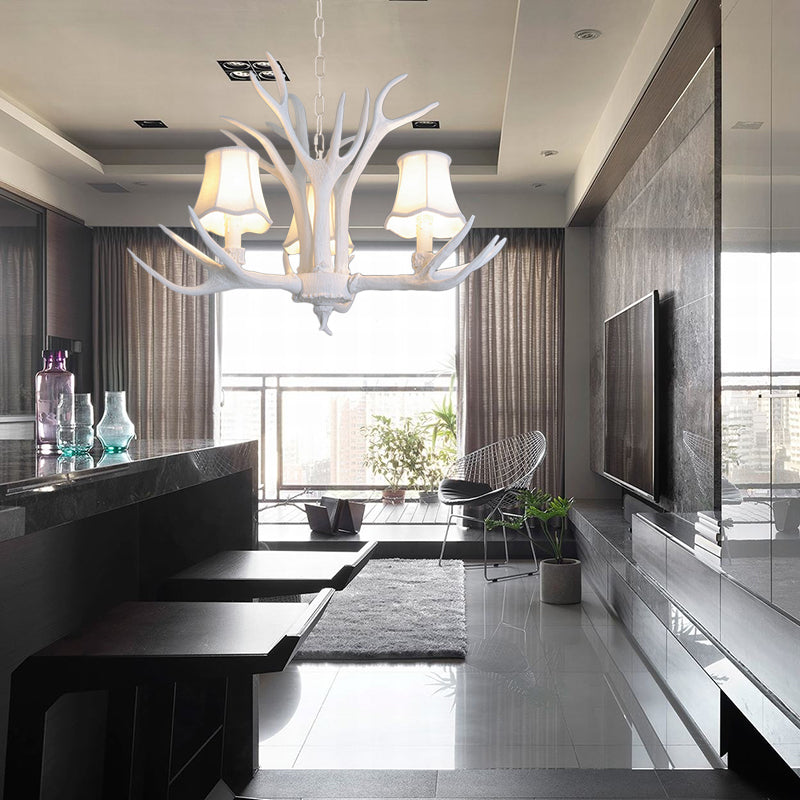 3/4/5 Lights Chandelier Lighting Fixture Modern Cone Resin Ceiling Suspension Lamp in White for Living Room