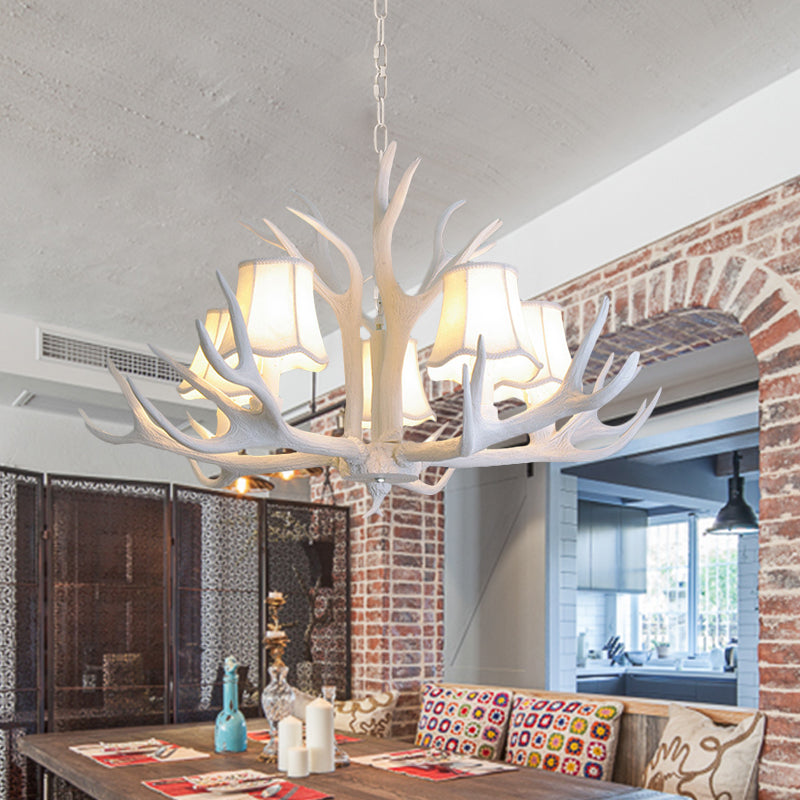 3/4/5 Lights Chandelier Lighting Fixture Modern Cone Resin Ceiling Suspension Lamp in White for Living Room