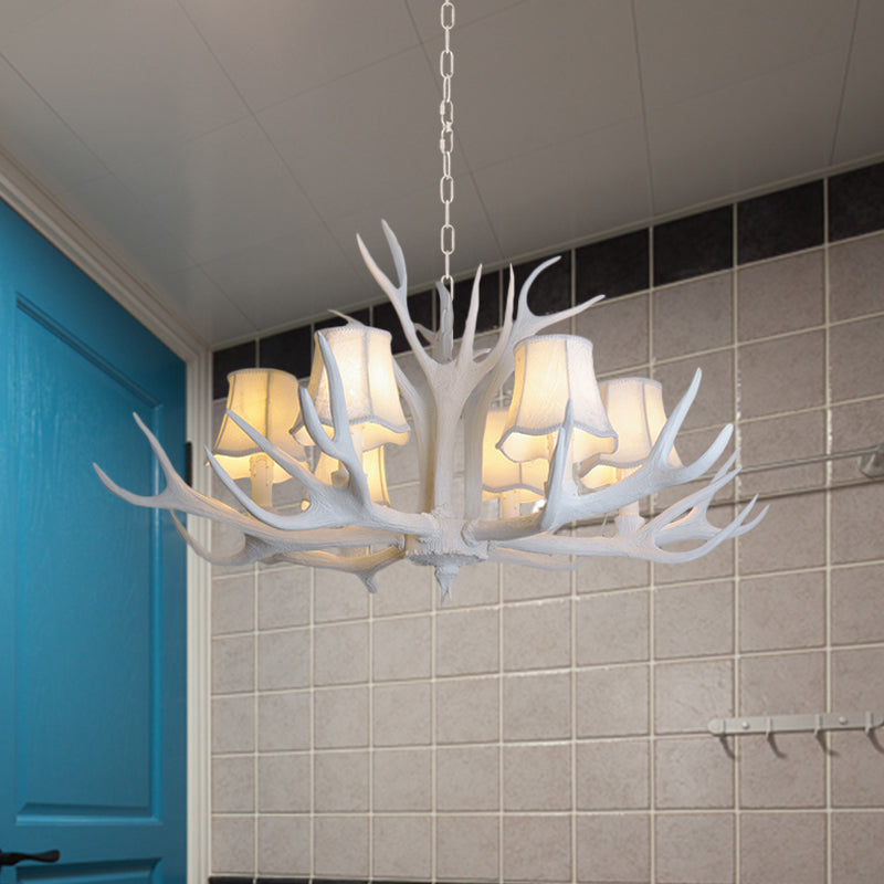 3/4/5 Lights Chandelier Lighting Fixture Modern Cone Resin Ceiling Suspension Lamp in White for Living Room