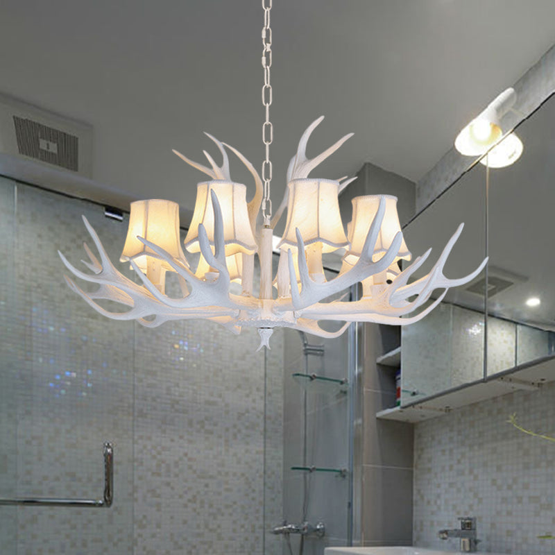 3/4/5 Lights Chandelier Lighting Fixture Modern Cone Resin Ceiling Suspension Lamp in White for Living Room
