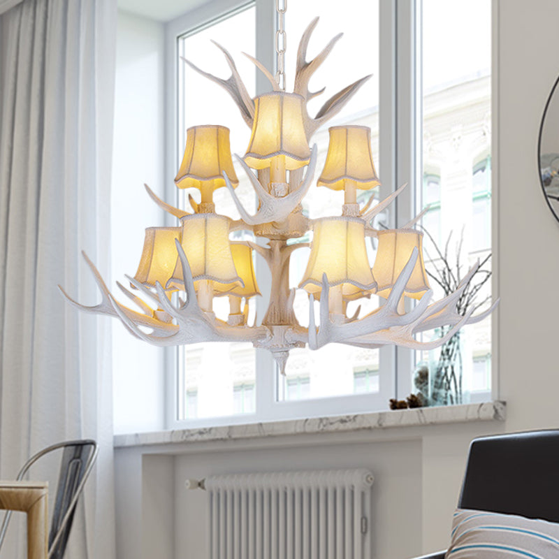 3/4/5 Lights Chandelier Lighting Fixture Modern Cone Resin Ceiling Suspension Lamp in White for Living Room