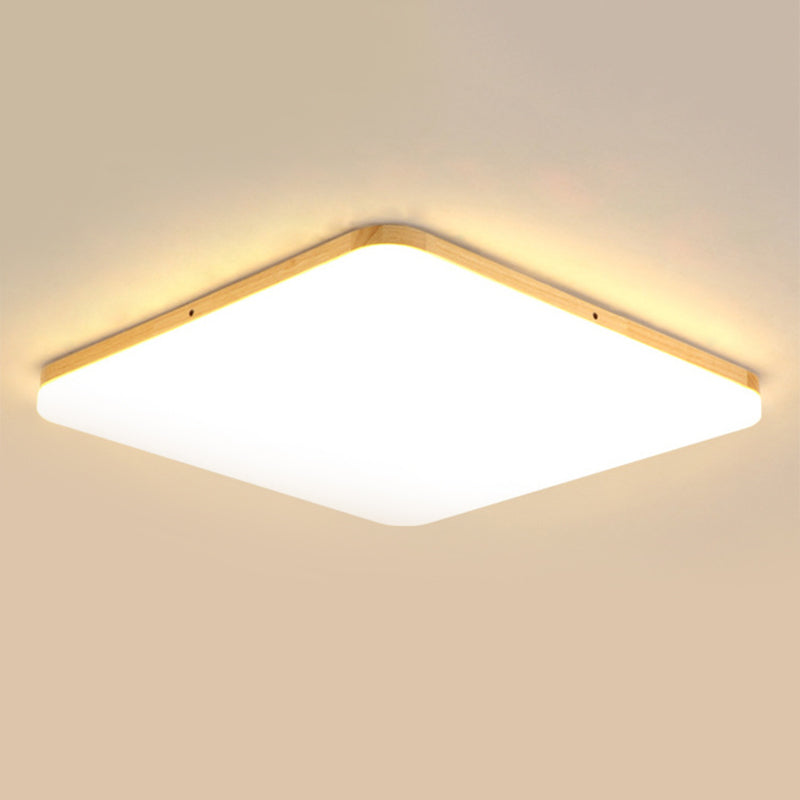 Wood Circle Flush Ceiling Lights Modern Style 1-Light Flush Mount Lighting for Bedroom