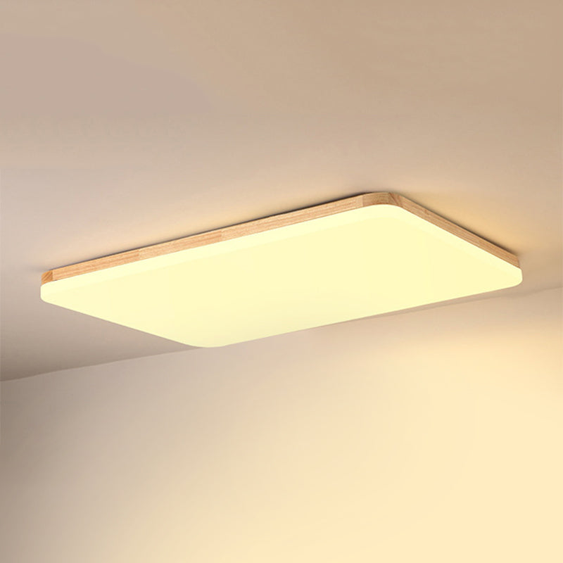 Wood Circle Flush Ceiling Lights Modern Style 1-Light Flush Mount Lighting for Bedroom