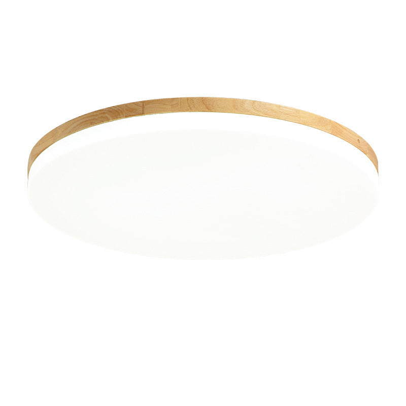 Wood Circle Flush Ceiling Lights Modern Style 1-Light Flush Mount Lighting for Bedroom