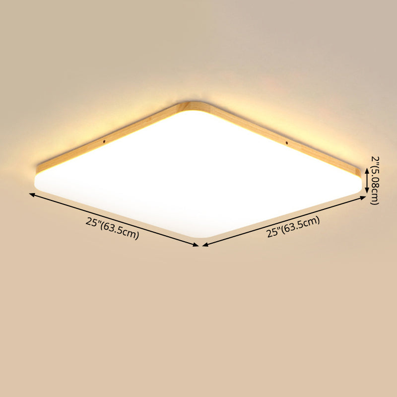Wood Circle Flush Ceiling Lights Modern Style 1-Light Flush Mount Lighting for Bedroom
