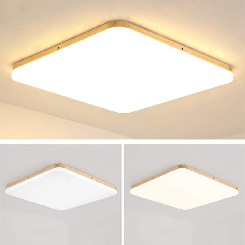 Wood Circle Flush Ceiling Lights Modern Style 1-Light Flush Mount Lighting for Bedroom