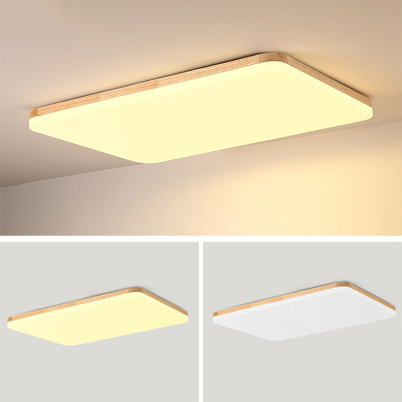 Wood Circle Flush Ceiling Lights Modern Style 1-Light Flush Mount Lighting for Bedroom
