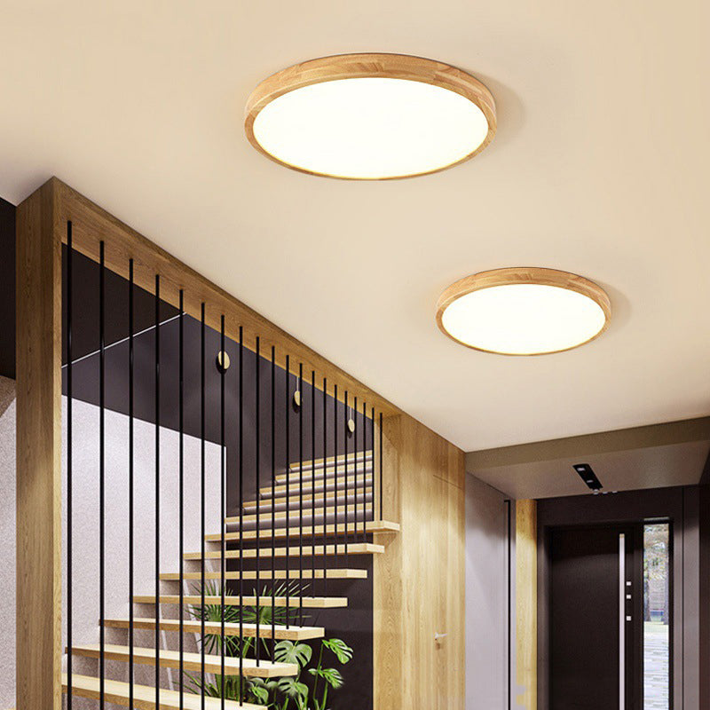 Modern Style Geometrical Flush Mount Lighting Wood 1-Light Flush Mount Led Light
