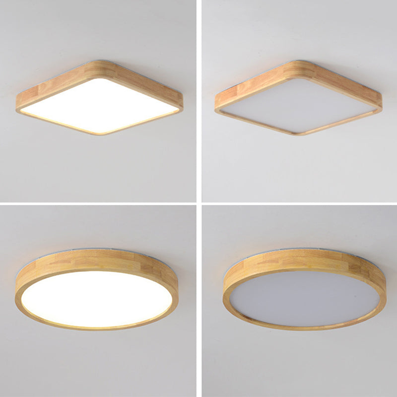 Modern Style Geometrical Flush Mount Lighting Wood 1-Light Flush Mount Led Light