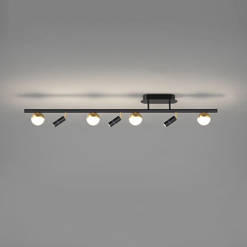 Wrought Iron Track Lighting Modern Linear Ceiling Mounted Lamp for Dining Room