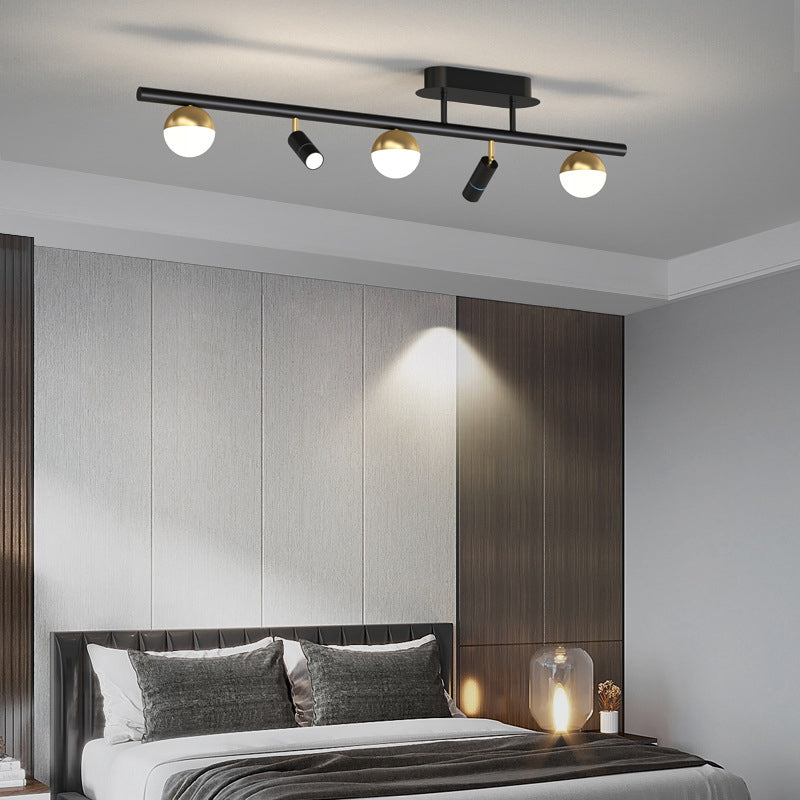 Wrought Iron Track Lighting Modern Linear Ceiling Mounted Lamp for Dining Room