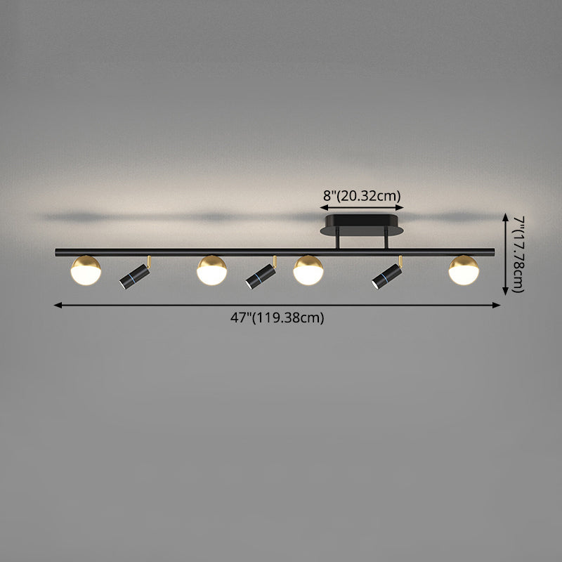 Wrought Iron Track Lighting Modern Linear Ceiling Mounted Lamp for Dining Room